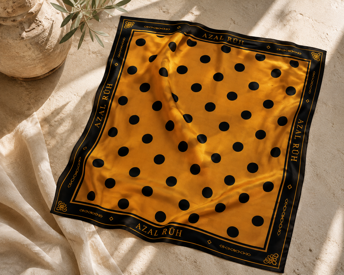 Golden Orange Polka Dot Scarf