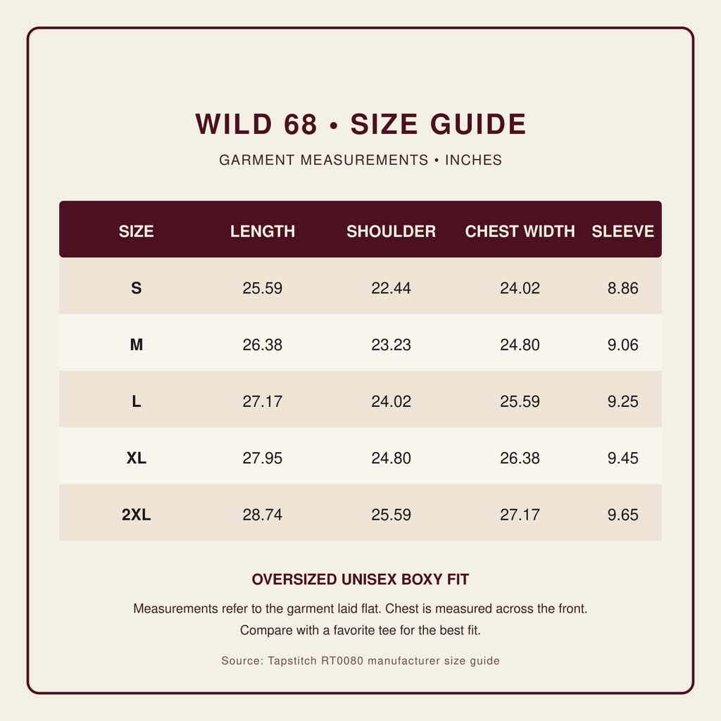 WILD 68 Leopard Boxy Tee — Burgundy