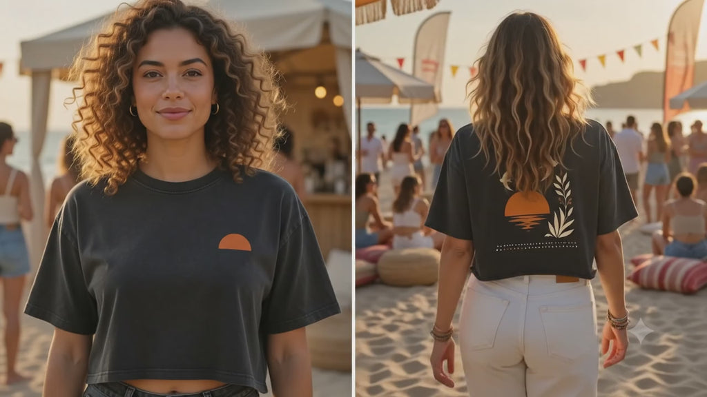 AZAL RŪH Desert Swallow Crop Top | Vintage Sunset Graphic Tee
