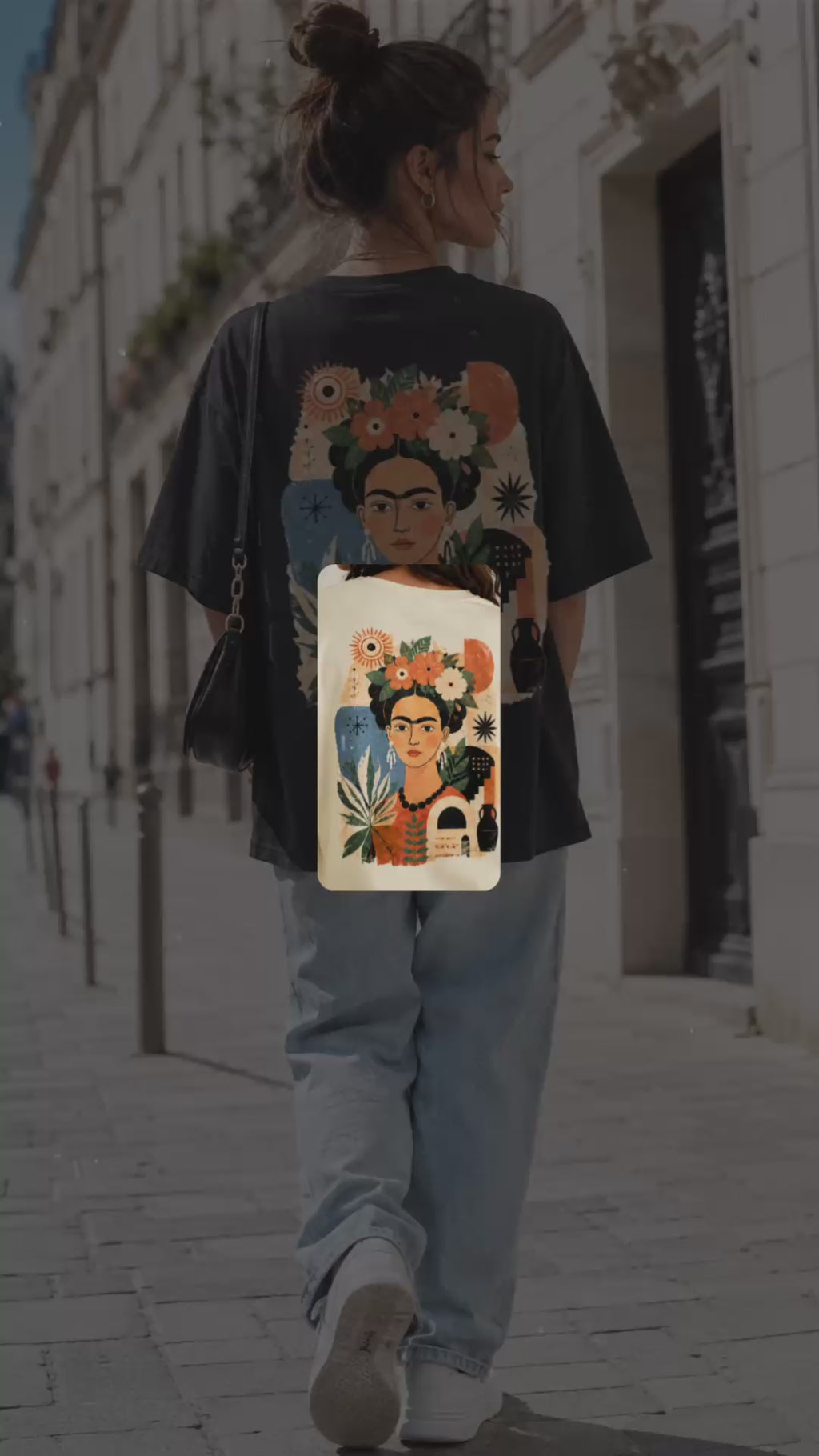 AZAL RŪH Frida Bloom Oversized Tee | Floral Folk Art Graphic Shirt